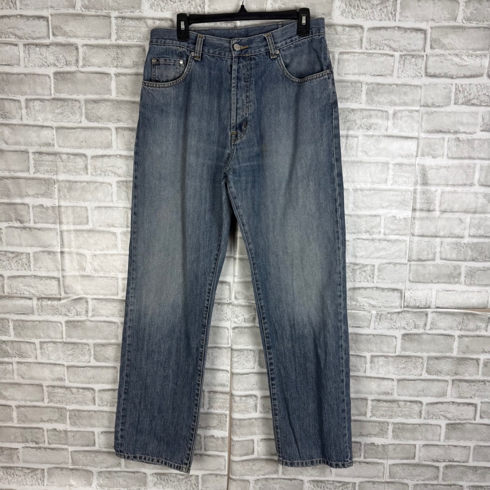 Lacoste Mens Straight Leg Denim Jeans Medium Wash Button Fly Blue Size 32 x 32